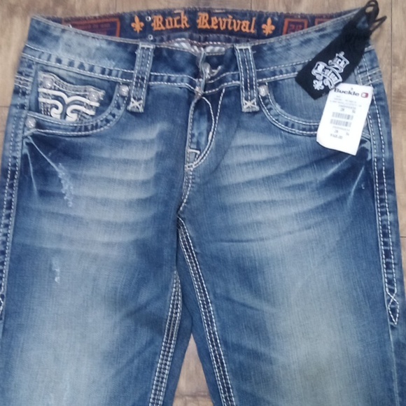 Rock Revival NWT Women's 28 Mandy Bootcut Embellished Faux Leather Flap Pockets - Picture 3 of 14